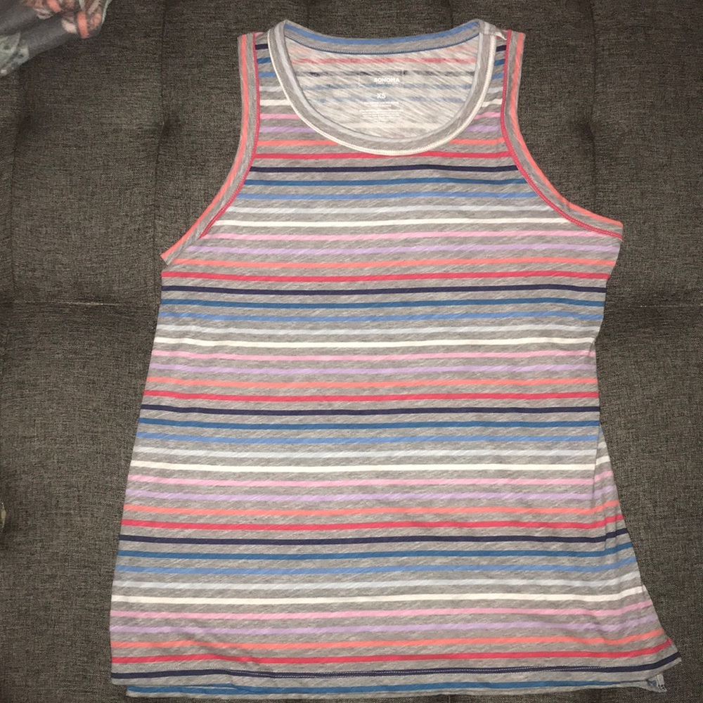 Sonoma XS Gray Tank Top with Stripes Never Worn